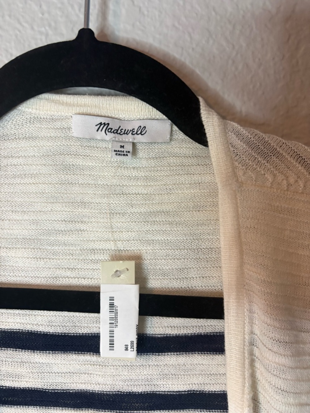 Madewell White and Navy Striped Open-Front Cardigan - Picture 3 of 3